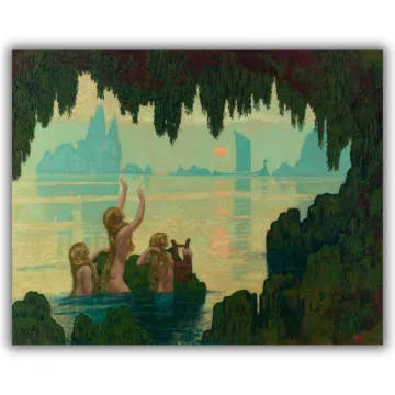 Reprodukcija „Vandens dainos“, Jean-Francis Auburtin (1912)