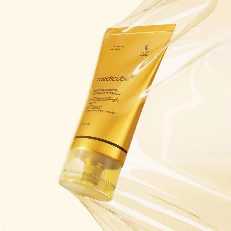 medicube Kojic Acid Turmeric Night Wrapping Mask– šviesinanti naktinė veido kaukė, 75 ml. · 2