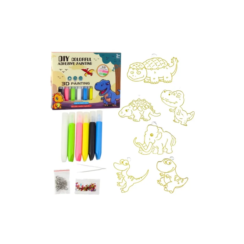 Kūrybinis rinkinys Vitražo raktų pakabukai Dinozaurai 6 vnt · 1