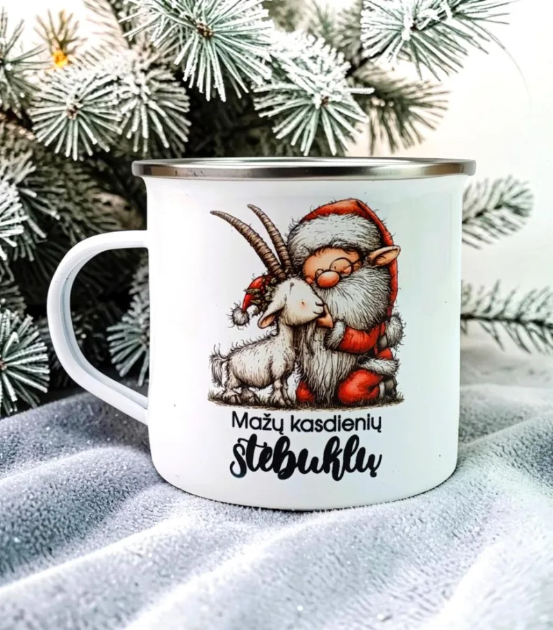 Baltas, metalinis puodelis „Mažų kasdienių stebuklų“ (500ml) · 1