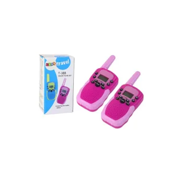 Walkie-talkie radijo ryšio prietaisai, rožiniai, veikimo nuotolis 3 km, skirti vaikams