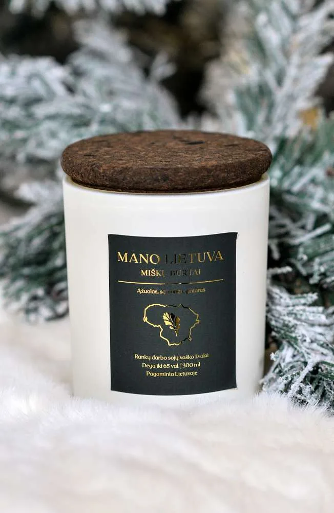 Rankų darbo sojų vaško žvakė „Mano Lietuva“, 300 ml