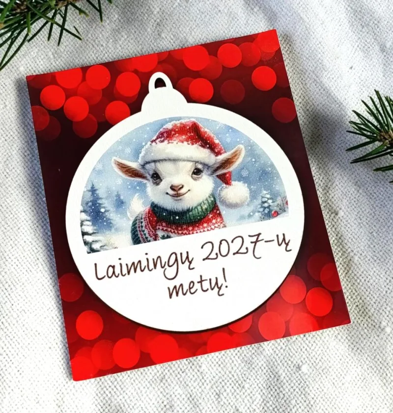 Kalėdinis žaisliukas su ožka „Laimingų 2027-ų metų“ · 1