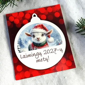 Kalėdinis žaisliukas su ožka „Laimingų 2027-ų metų“