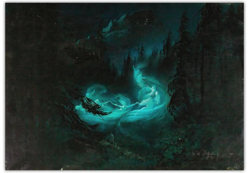 Reprodukcija „Fėjų šokis“, Karl Wilhelm Diefenbach, (1895)