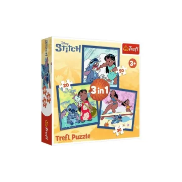 Dėlionė – 3-in-1 (20, 36, 50) – Laikas su Stitchu – „Disney Lilo ir Stitch“ – „Trefl“ 34896
