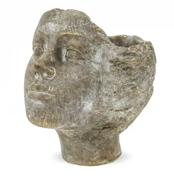 Didelis melsvos spalvos vazonas su moters veidu — 18cm