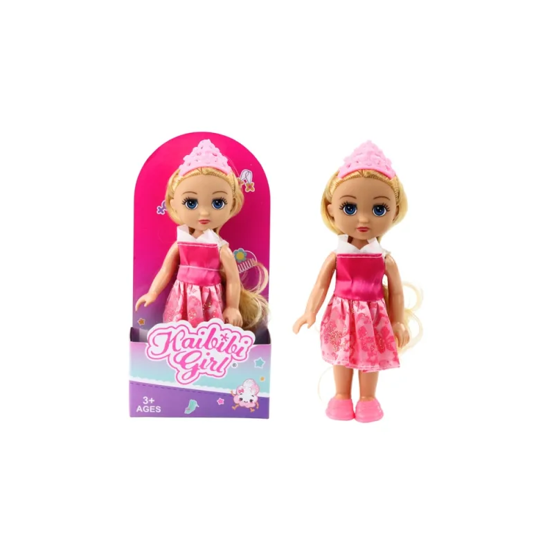 Lėlė Mini princesė su karūna dekoruota suknelė 17 cm MIX 1vnt · 2
