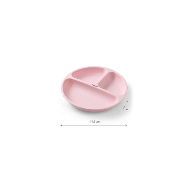 Silikoninė lėkštė su siurbtukais ir 3 skyreliais BabyOno 1482/02, rožinė · 3