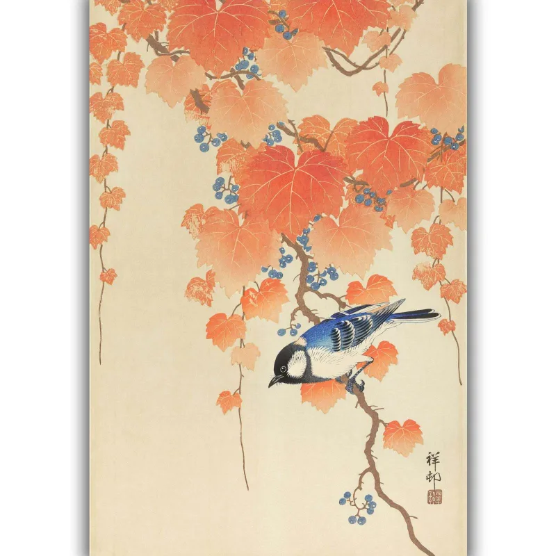 Reprodukcija „Didžioji zylė ant šakelės“, Ohara Koson