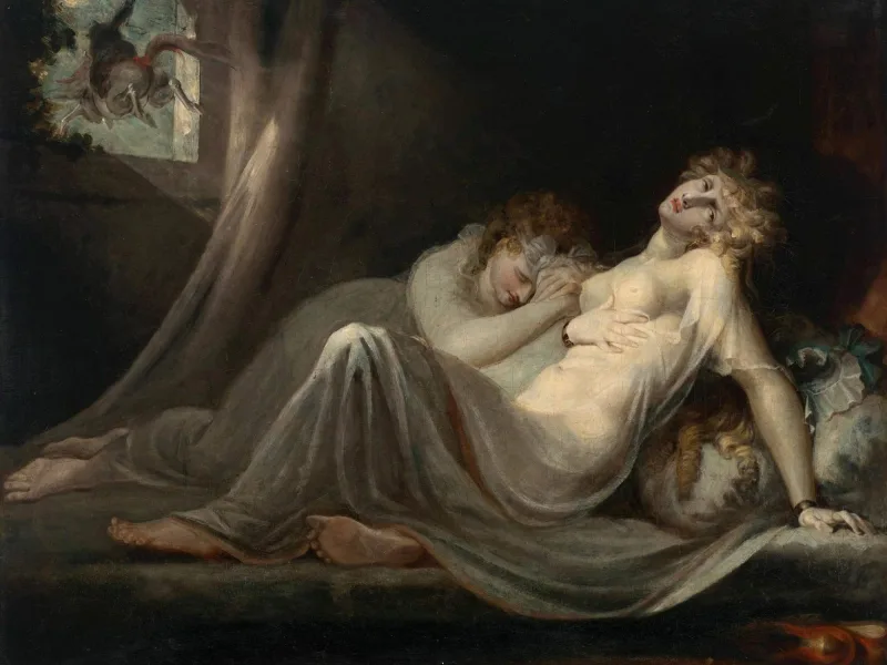 Reprodukcija „Inkubas palieka dvi jaunas moteris“, Henry Fuseli
