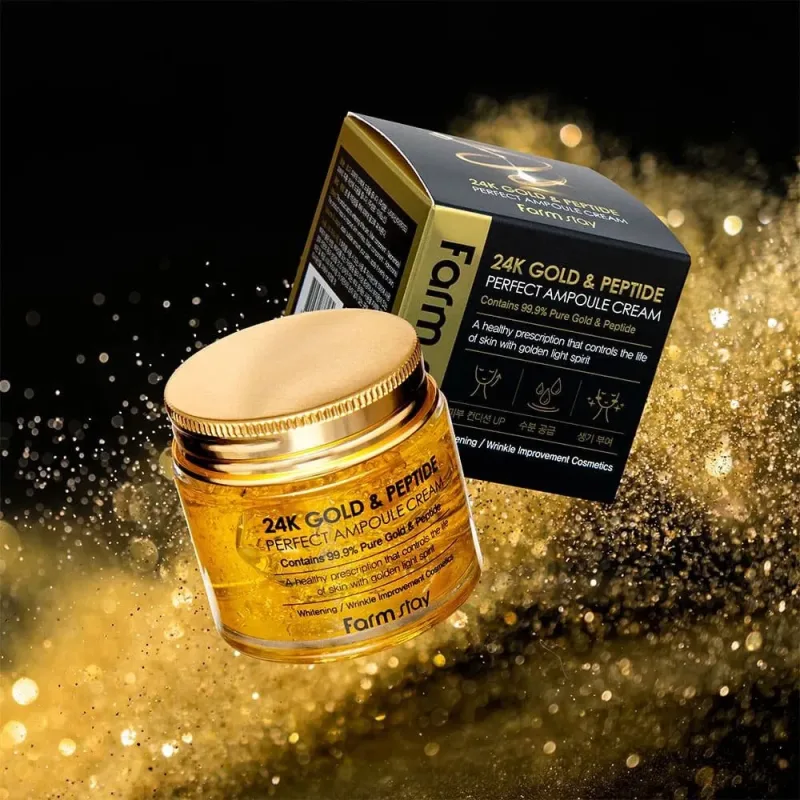 Farm Stay 24K Gold & Peptide Perfect Ampoule Cream – veido kremas brandžiai odai · 3