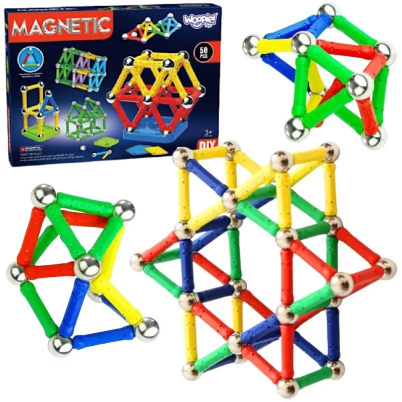 Magnetinis konstruktorius WOOPIE 3D blokeliai, 58 el. · 1