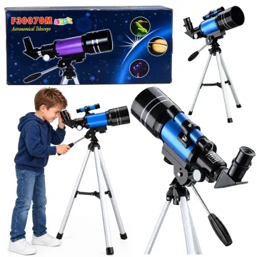 Astronominis teleskopas vaikams, mėlynas trikojis, 150 kartų didinimas
