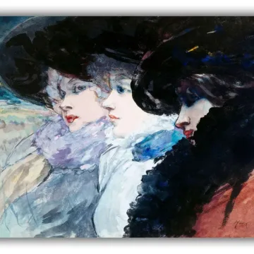 Reprodukcija „Trys moterys profiliu“, Henry Somm (1900)