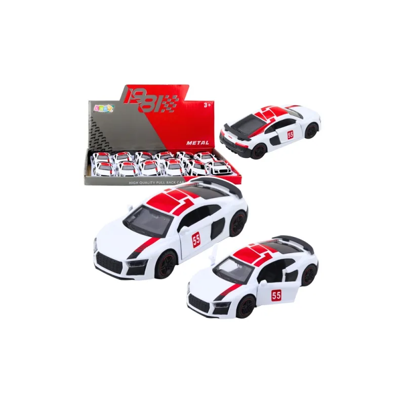 Metalinis Sportinis automobilis žibintai garsai baltas 1:43 · 1