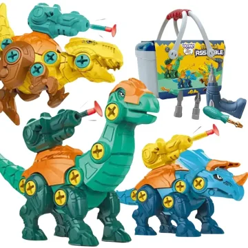Konstruktorius WOOPIE dinozaurai su varžtais: 3 dalių rinkinys dėžutėje