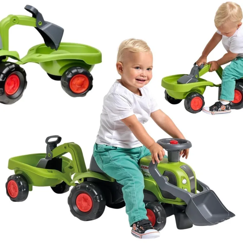 Paspiriamas traktorius su ekskavatoriumi, kaušu ir priekaba FALK „Baby Claas“ · 1