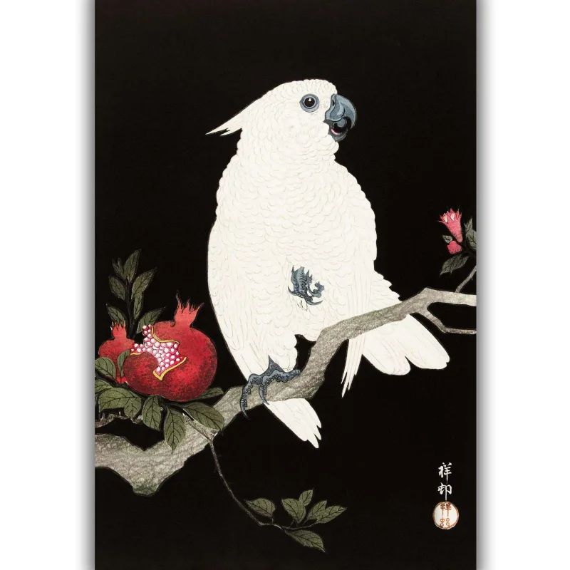 Reprodukcija „Kakadu ir granatas“, Ohara Koson