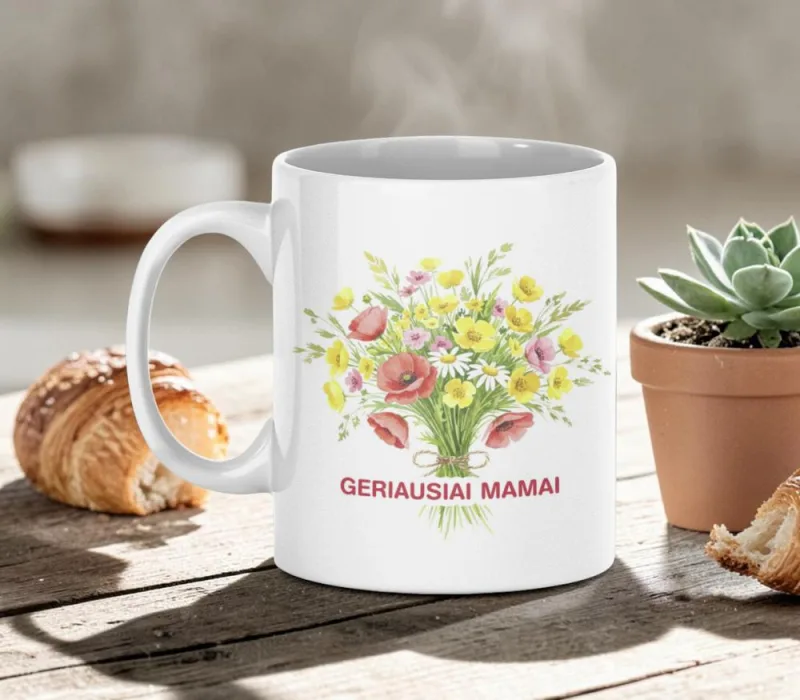 Standartinis puodelis „Geriausiai Mamai“