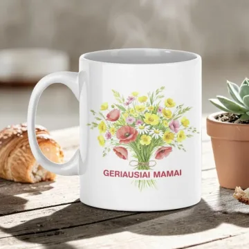 Standartinis puodelis „Geriausiai Mamai“
