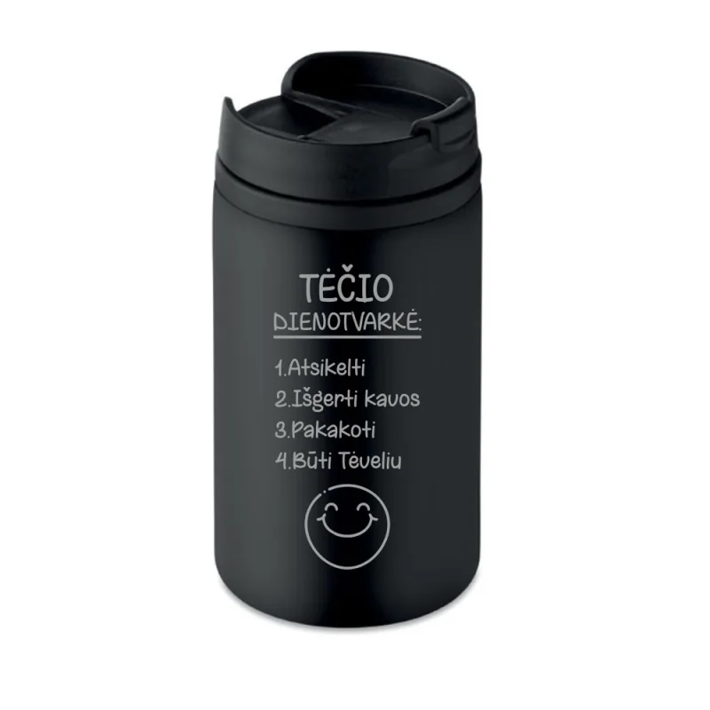 Juodas Termo puodelis „Tėčio dienotvarkė“