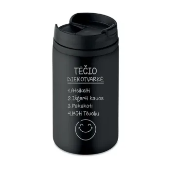 Juodas Termo puodelis „Tėčio dienotvarkė“