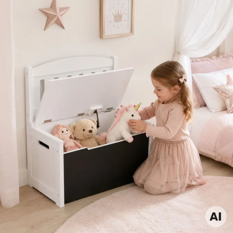 Medinė žaislų dėžė - suoliukas su piešimo lentele Tooky Toy 3-in-1 · 3
