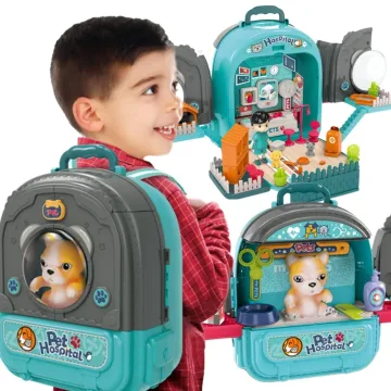 Mažojo veterinaro rinkinys WOOPIE 3-in-1 kuprinė šuns namelis
