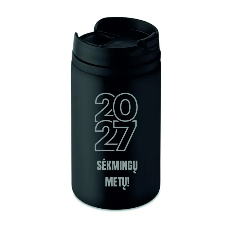 Juodas termo puodelis „2027 sėkmingų metų“