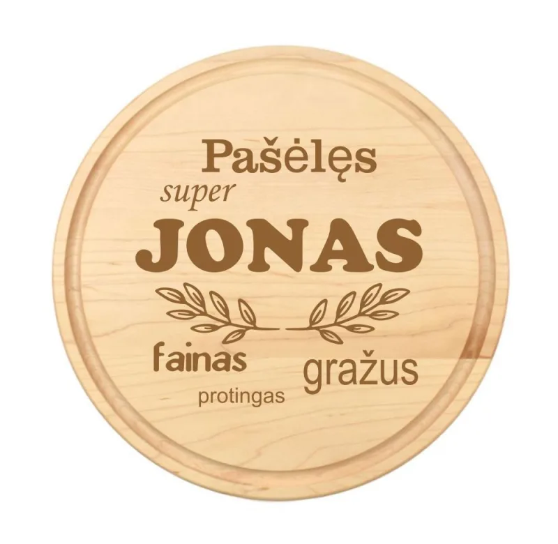 Apvali, graviruota pjaustymo lentelė „Pašėlęs JONAS“