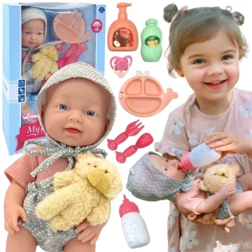 Kūdikio lėlė WOOPIE ROYAL 36 cm su drabužiais ir meškiuku Maitinimo priedai