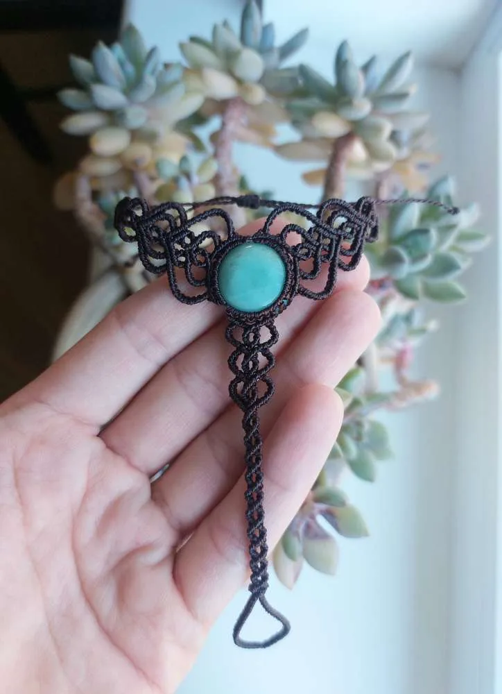 Macrame apyrankė su Amazonitu