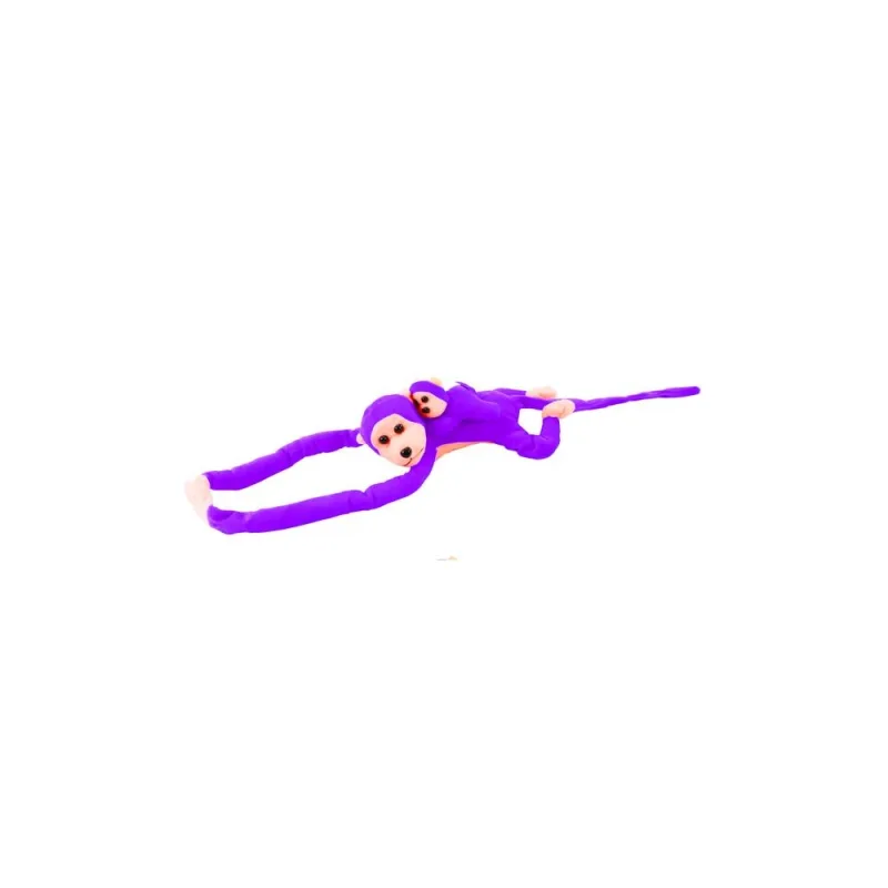 Pliušinė beždžionė su kūdikiu, violetinė 90 cm · 3