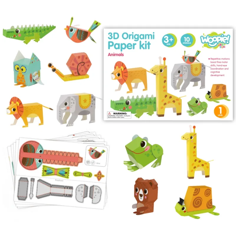 Origami kūrybinis rinkinys WOOPIE ART&FUN 3D DIY, 10 gyvūnų · 1