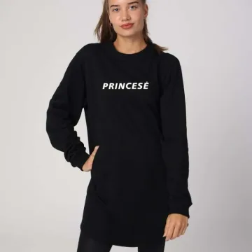 Ilgas džemperis su išsiuvinėtu užrašu PRINCESĖ