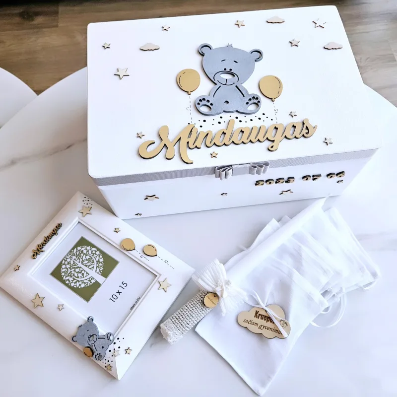 Krikštynų rinkinys „ Pilkas meškinas“