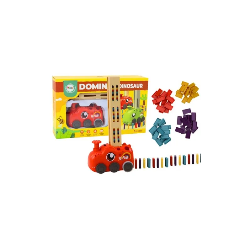Raudonasis dinozauras Akumuliatorinis krovimo automobilis 4 spalvoti domino kauliukai · 1