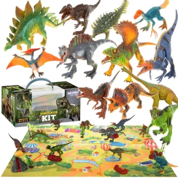 Didelis XXL dinozaurų figūrėlių rinkinys WOOPIE + kilimėlis "Priešistorinis pasaulis"