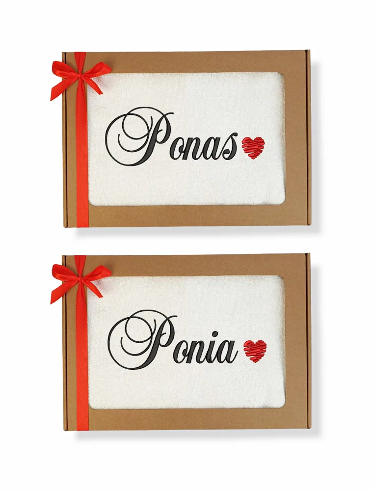Siuvinėti rankšluosčiai „Ponia, Ponas“