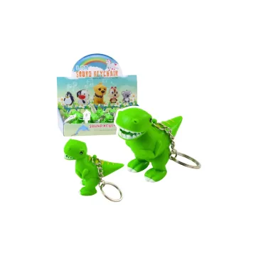Kuprinės raktų pakabukas Dinozaurų žibintuvėlis LED garsai žalias