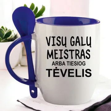 Puodelis su šaukšteliu „Visų galų meistras arba tiesiog Tėvelis“