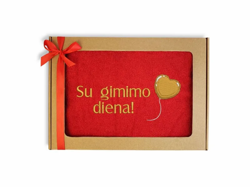 Siuvinėtas rankšluostis „Su Gimimo diena“