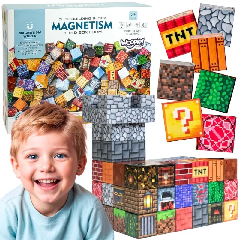 Magnetinis konstruktorius WOOPIE 3D kubelių mokomasis rinkinys, 63 el. · 1