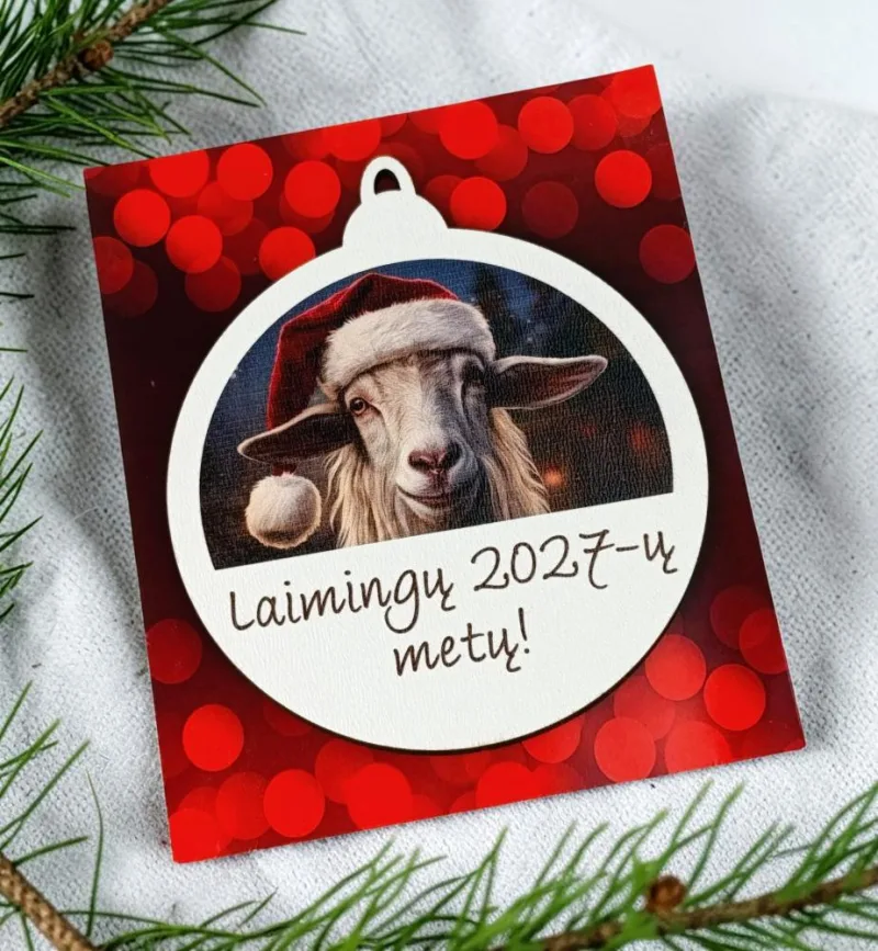 Kalėdinis žaisliukas su ožka „Laimingų 2027-ų metų“ · 1