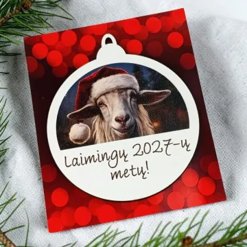 Kalėdinis žaisliukas su ožka „Laimingų 2027-ų metų“