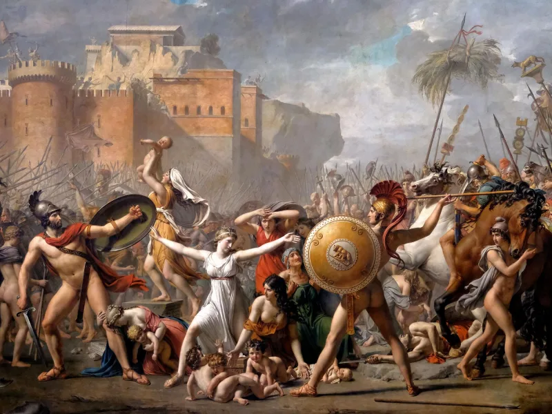 Reprodukcija „Sabinų Moterų Pagrobimas“, Jacques Louis David, (1799)