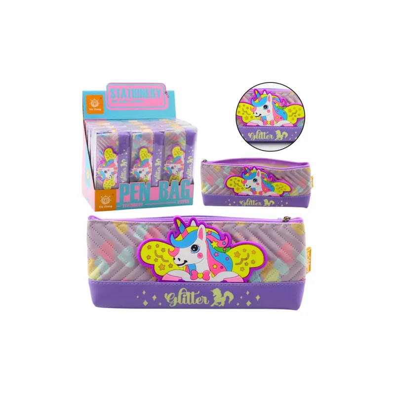 Mokyklinis pieštukinis dėklas su vienaragiu violetinės spalvos 20 x 8,5 cm · 1