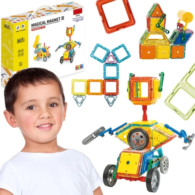 Magnetinis konstruktorius WOOPIE 3D Vehicles, 80 el. · 1