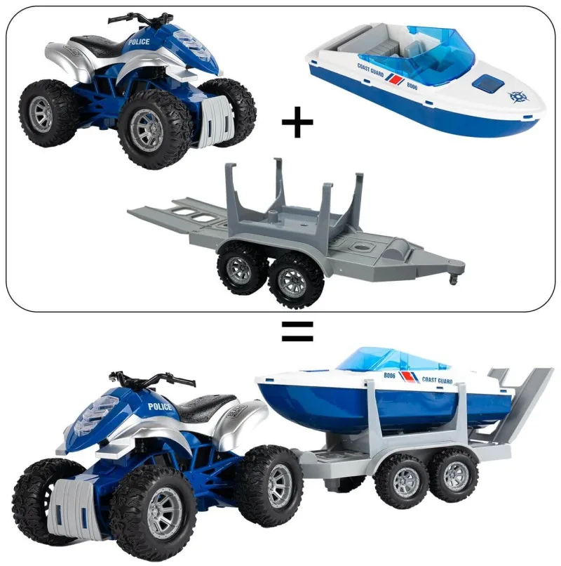 Žaislinis policijos rinkinys – keturratis + motorinė valtis 1:16 · 3
